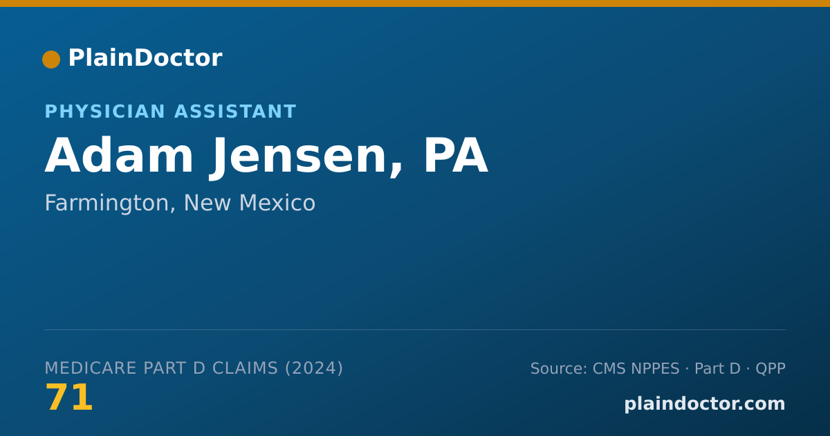 Shareable card for Adam Jensen, PA - Physician Assistant, Farmington, NM