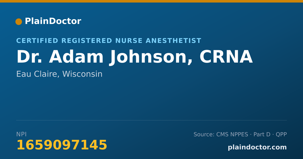 Shareable card for Adam Johnson, CRNA - Certified Registered Nurse Anesthetist, Eau Claire, WI
