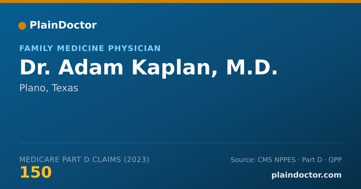 Shareable card for Adam Kaplan, M.D. - Family Medicine Physician, Plano, TX