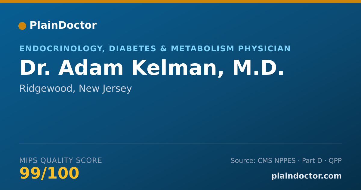 Shareable card for Adam Kelman, M.D. - Endocrinology, Diabetes & Metabolism Physician, Ridgewood, NJ