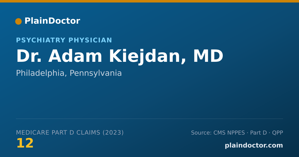 Shareable card for Adam Kiejdan, MD - Psychiatry Physician, Philadelphia, PA