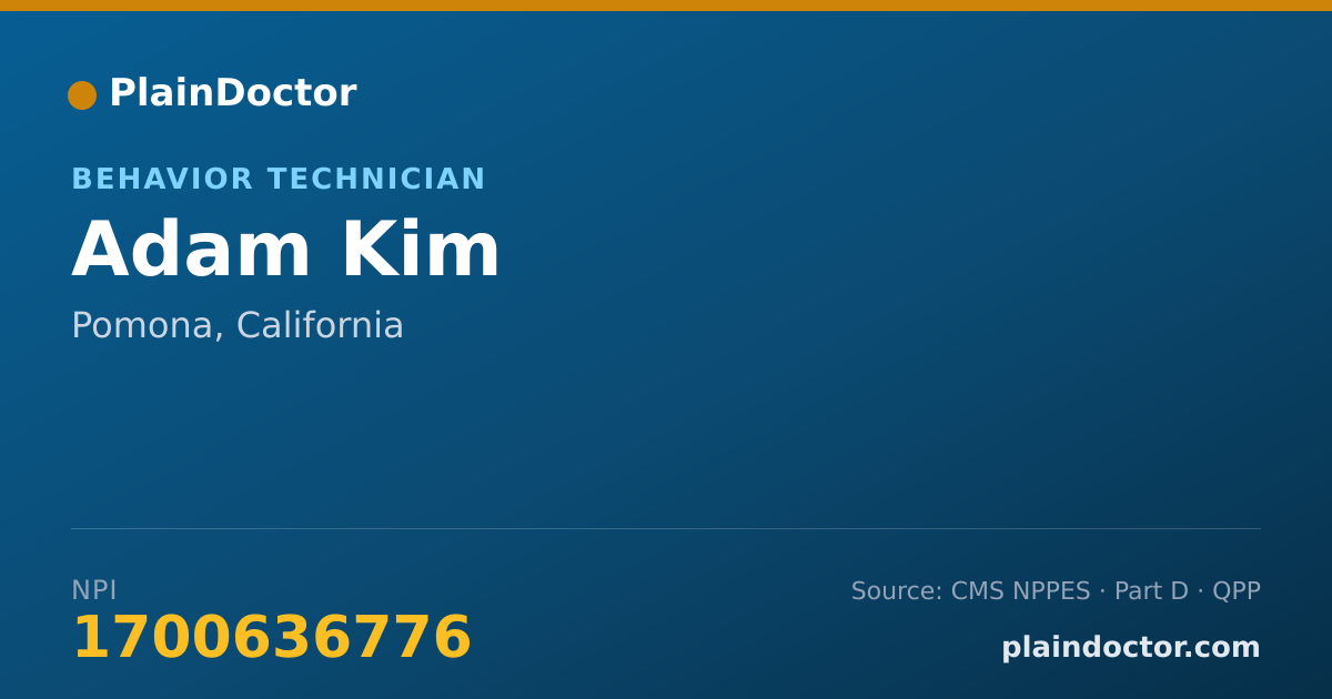Shareable card for Adam Kim - Behavior Technician, Pomona, CA