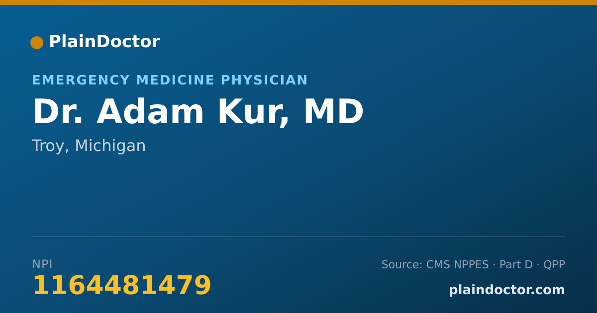 Shareable card for Adam Kur, MD - Emergency Medicine Physician, Troy, MI