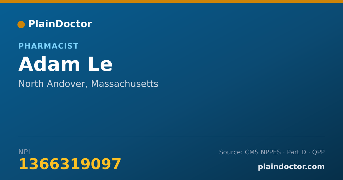 Shareable card for Adam Le - Pharmacist, North Andover, MA