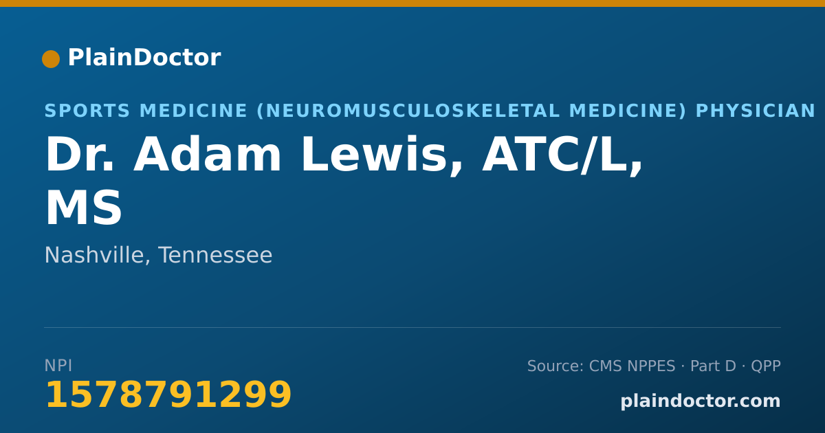 Shareable card for Adam Lewis, ATC/L, MS - Sports Medicine (Neuromusculoskeletal Medicine) Physician, Nashville, TN