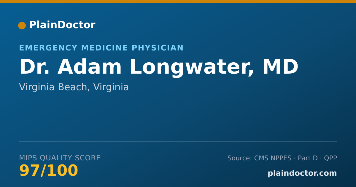 Shareable card for Adam Longwater, MD - Emergency Medicine Physician, Virginia Beach, VA