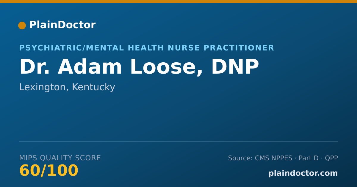 Shareable card for Adam Loose, DNP - Psychiatric/Mental Health Nurse Practitioner, Lexington, KY