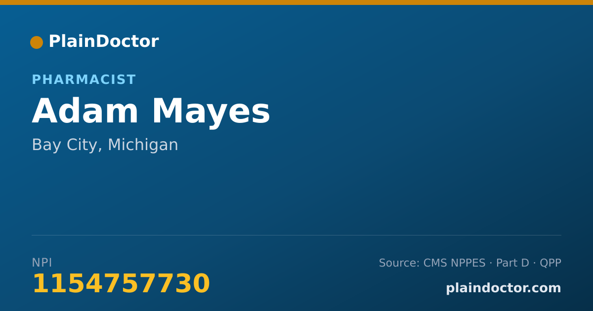 Shareable card for Adam Mayes - Pharmacist, Bay City, MI