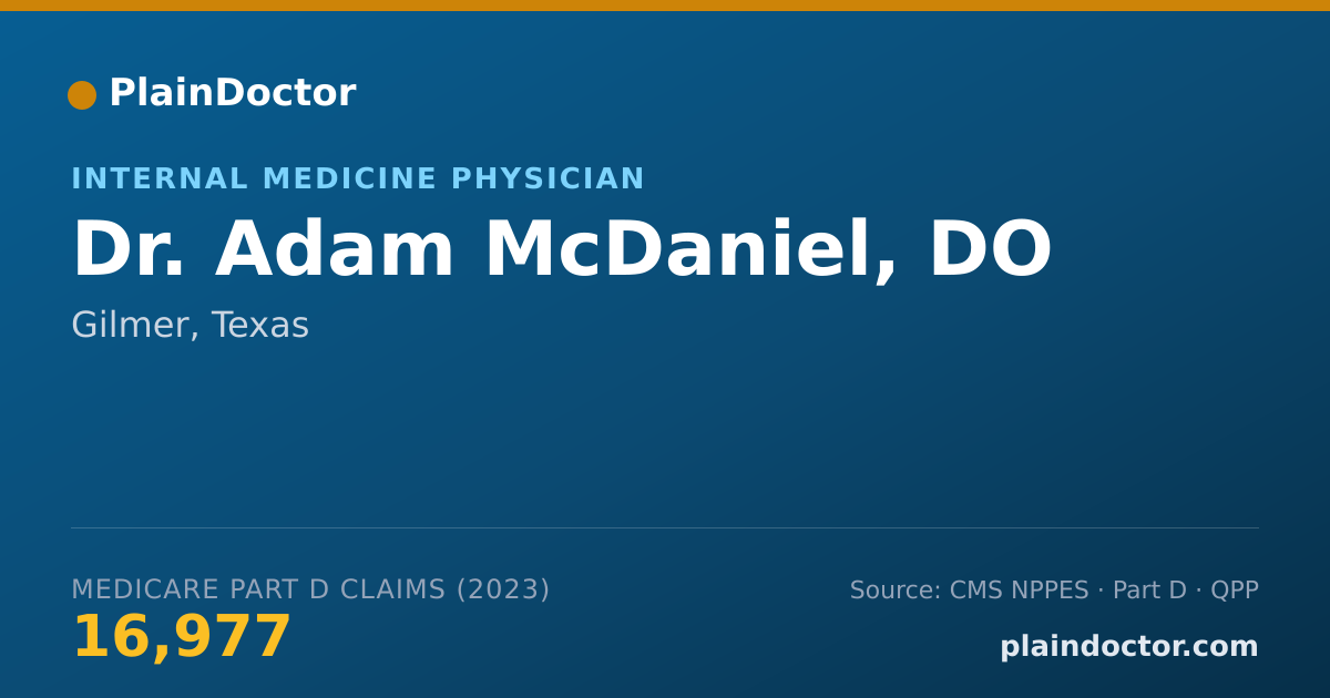 Shareable card for Adam McDaniel, DO - Internal Medicine Physician, Gilmer, TX