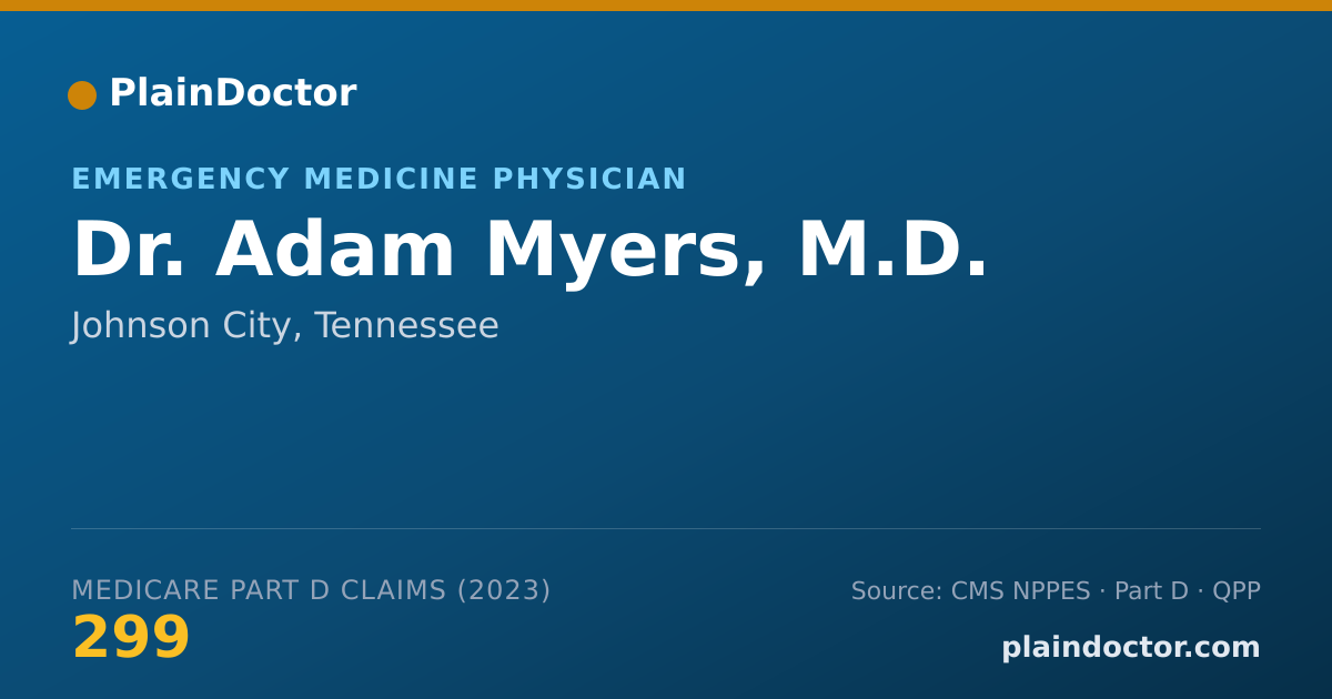 Shareable card for Adam Myers, M.D. - Emergency Medicine Physician, Johnson City, TN