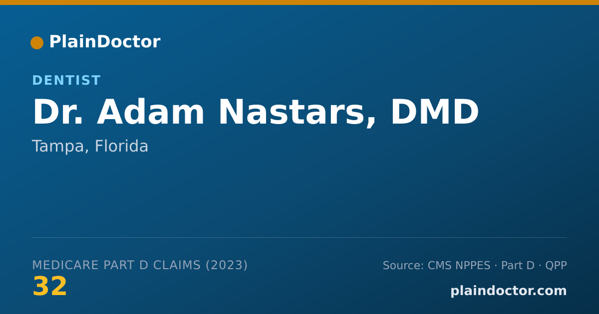 Shareable card for Adam Nastars, DMD - Dentist, Tampa, FL