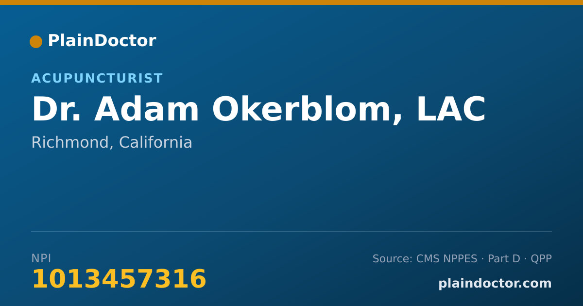 Shareable card for Adam Okerblom, LAC - Acupuncturist, Richmond, CA