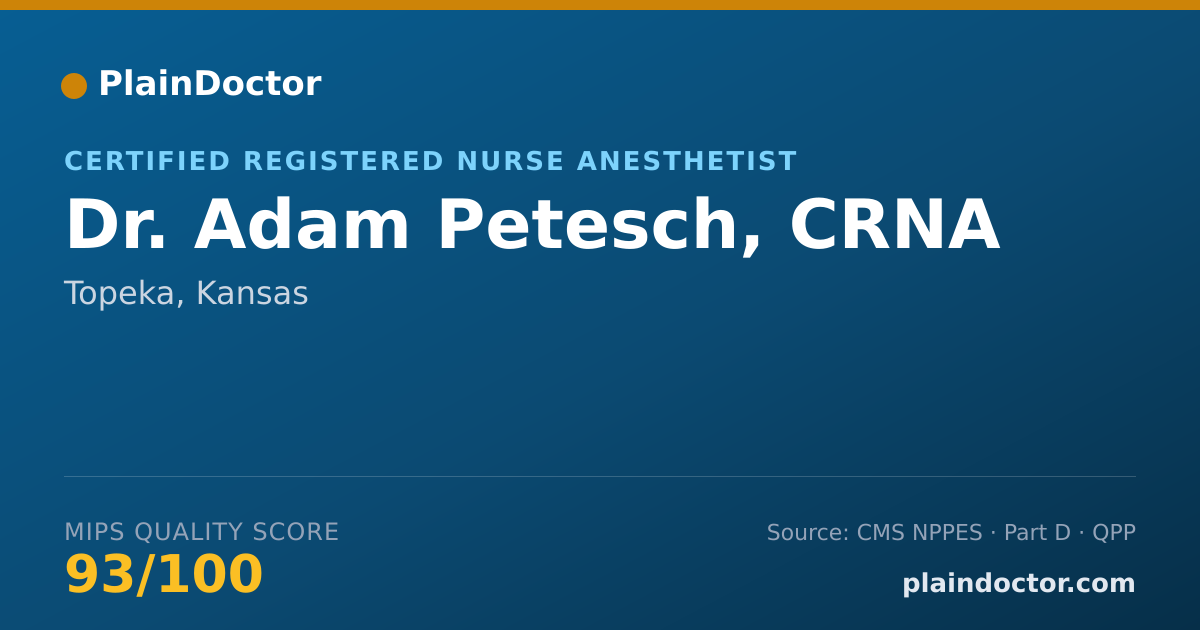 Shareable card for Adam Petesch, CRNA - Certified Registered Nurse Anesthetist, Topeka, KS