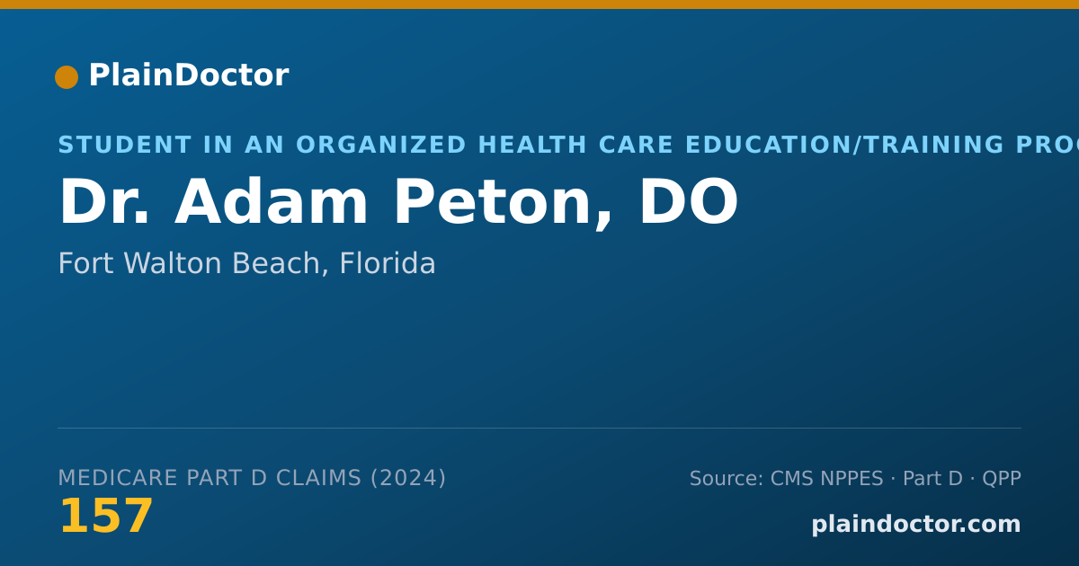 Shareable card for Adam Peton, DO - Surgery Physician, Fort Walton Beach, FL