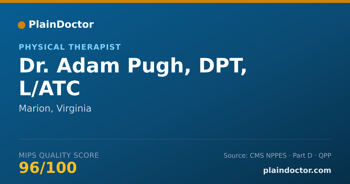 Shareable card for Adam Pugh, DPT, L/ATC - Athletic Trainer, Marion, VA