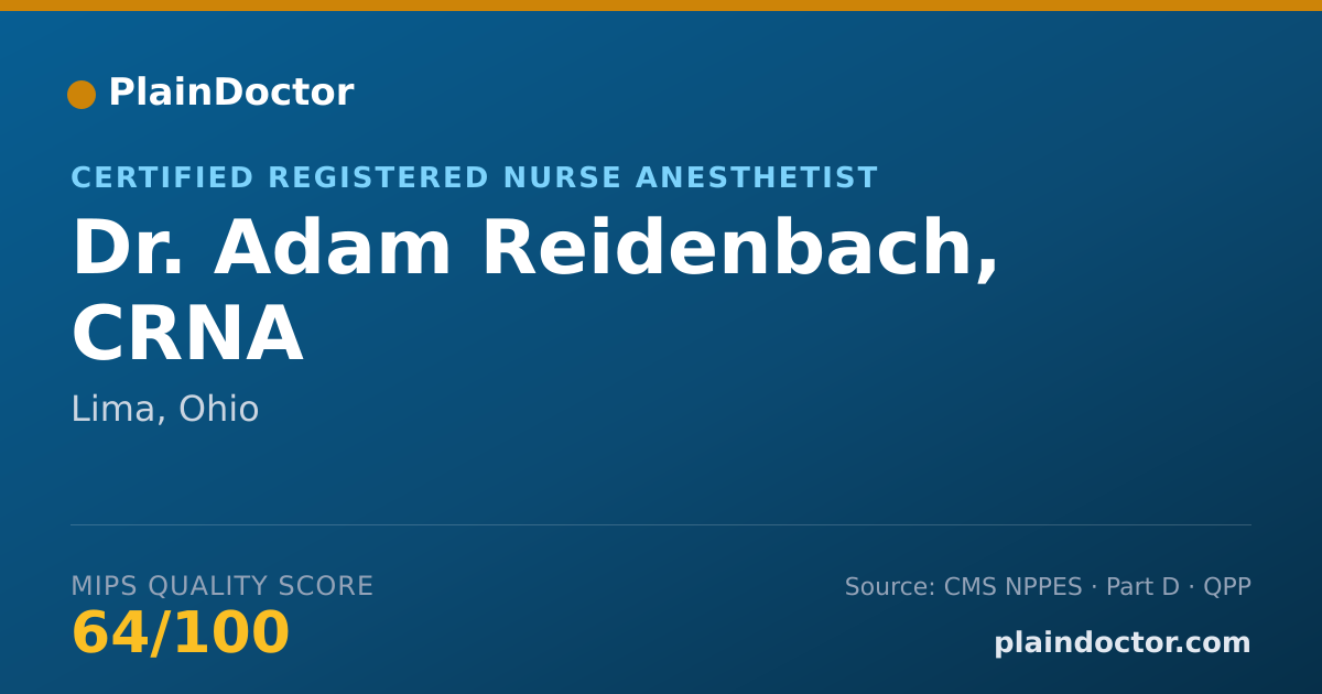 Shareable card for Adam Reidenbach, CRNA - Certified Registered Nurse Anesthetist, Lima, OH