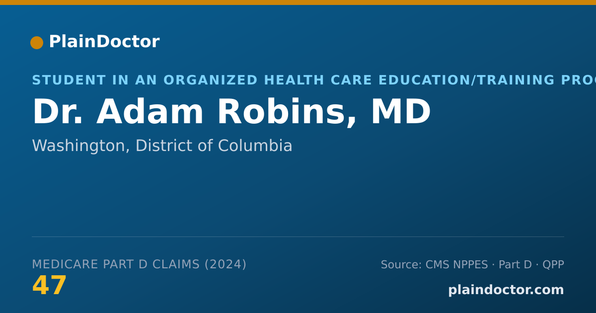 Shareable card for Adam Robins, MD - Student in an Organized Health Care Education/Training Program, Washington, DC