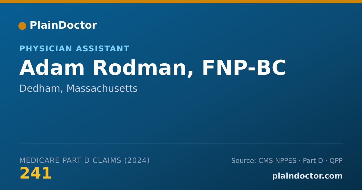 Shareable card for Adam Rodman, FNP-BC - Physician Assistant, Dedham, MA