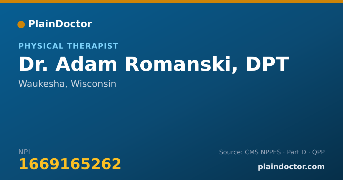 Shareable card for Adam Romanski, DPT - Physical Therapist, Waukesha, WI