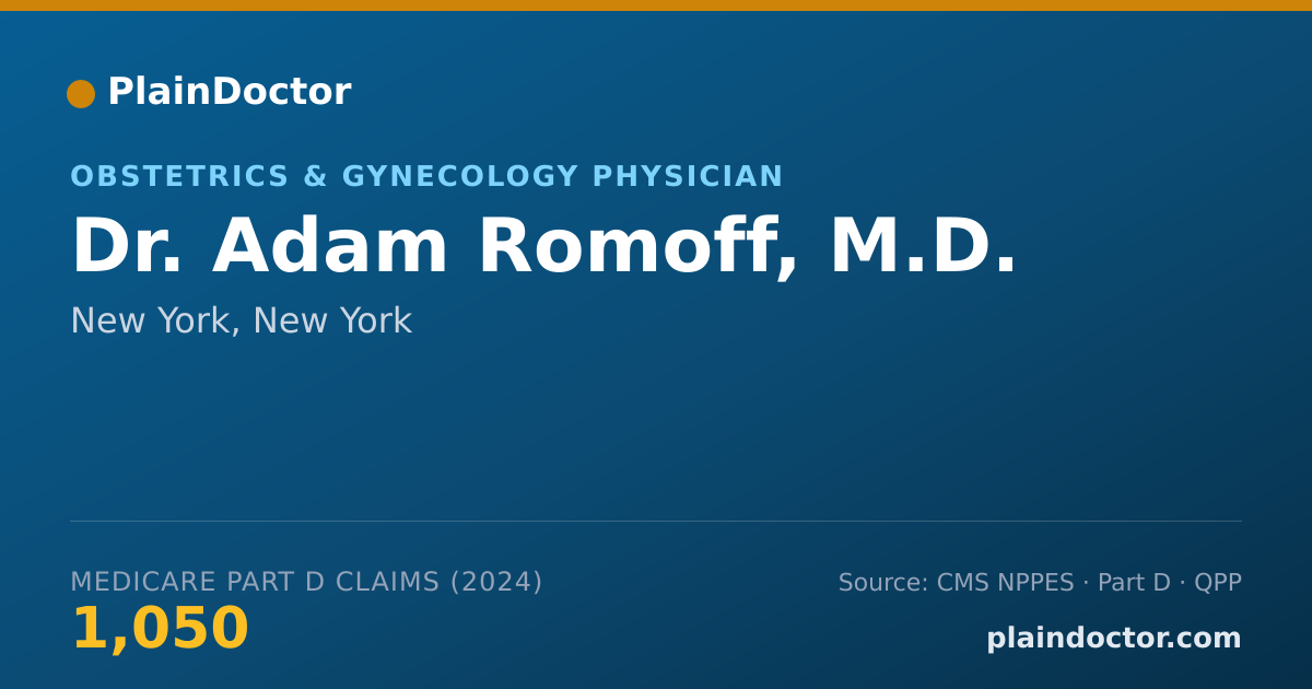 Shareable card for Adam Romoff, M.D. - Obstetrics & Gynecology Physician, New York, NY