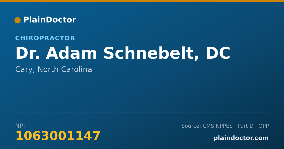 Shareable card for Adam Schnebelt, DC - Chiropractor, Cary, NC