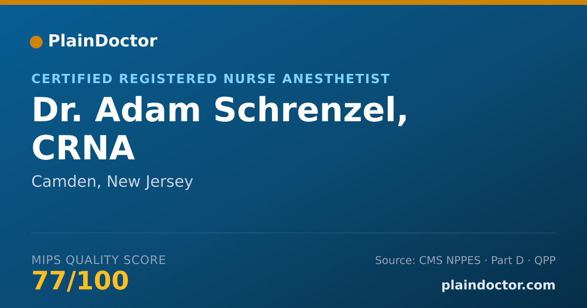 Shareable card for Adam Schrenzel, CRNA - Certified Registered Nurse Anesthetist, Camden, NJ