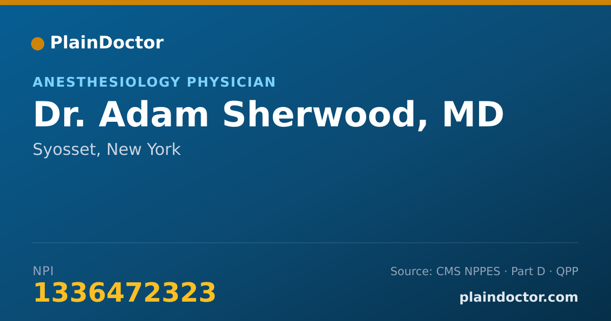 Shareable card for Adam Sherwood, MD - Anesthesiology Physician, Syosset, NY