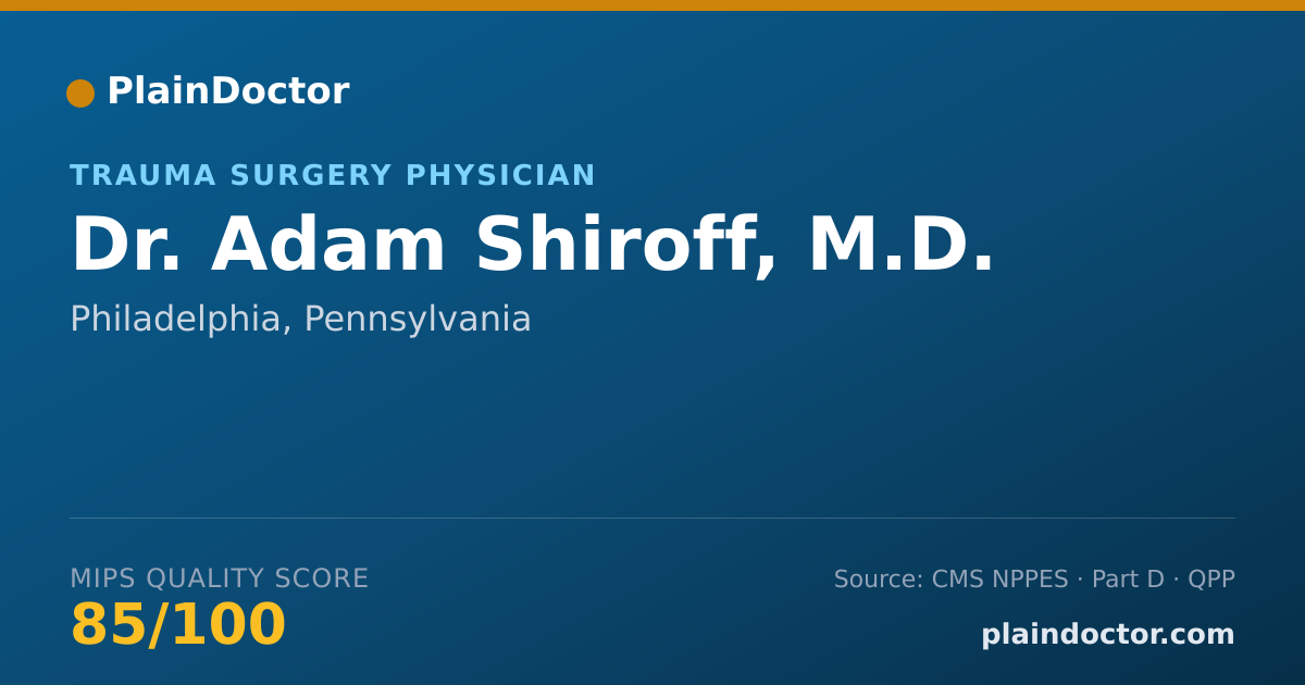 Shareable card for Adam Shiroff, M.D. - Surgery Physician, Philadelphia, PA