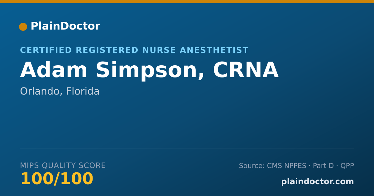 Shareable card for Adam Simpson, CRNA - Certified Registered Nurse Anesthetist, Orlando, FL