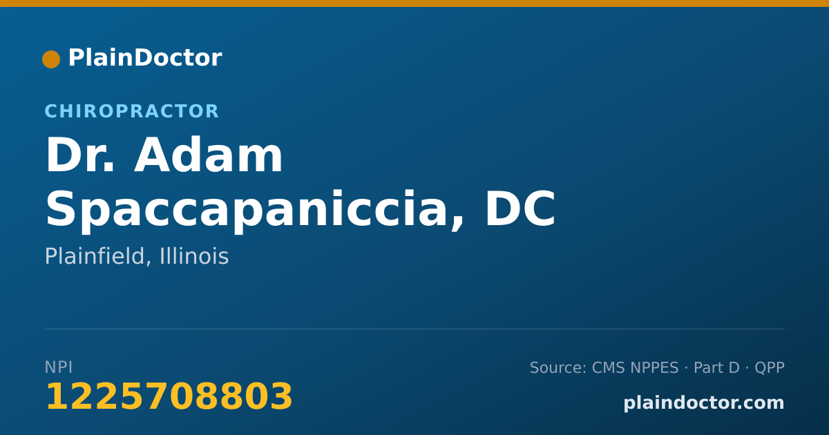 Shareable card for Adam Spaccapaniccia, DC - Chiropractor, Plainfield, IL