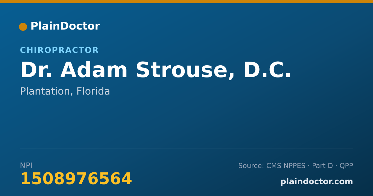 Shareable card for Adam Strouse, D.C. - Chiropractor, Plantation, FL