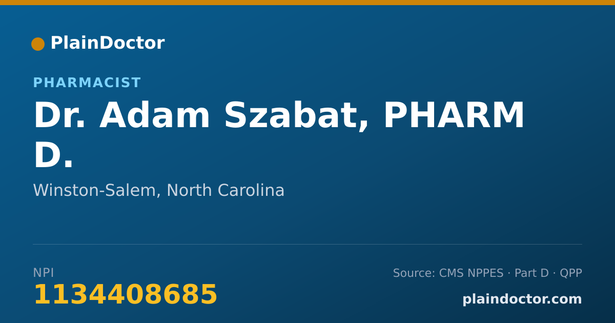 Shareable card for Adam Szabat, PHARM D. - Pharmacist, Winston-Salem, NC