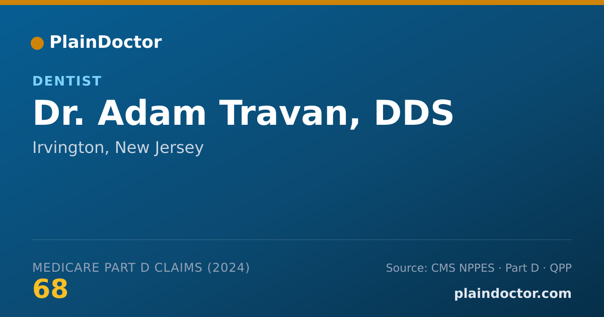 Shareable card for Adam Travan, DDS - Dentist, Irvington, NJ