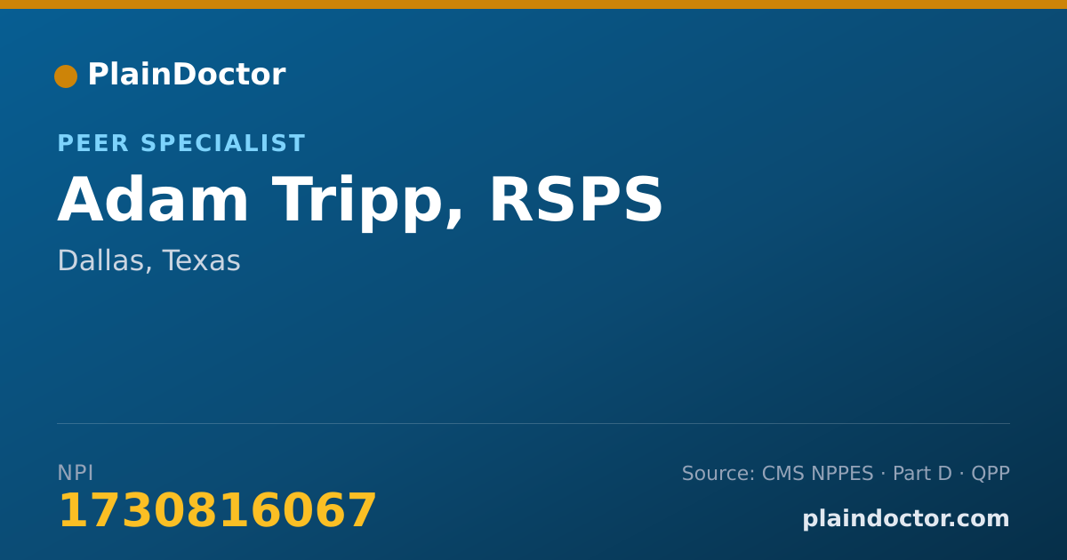Shareable card for Adam Tripp, RSPS - Health & Wellness Coach, Dallas, TX