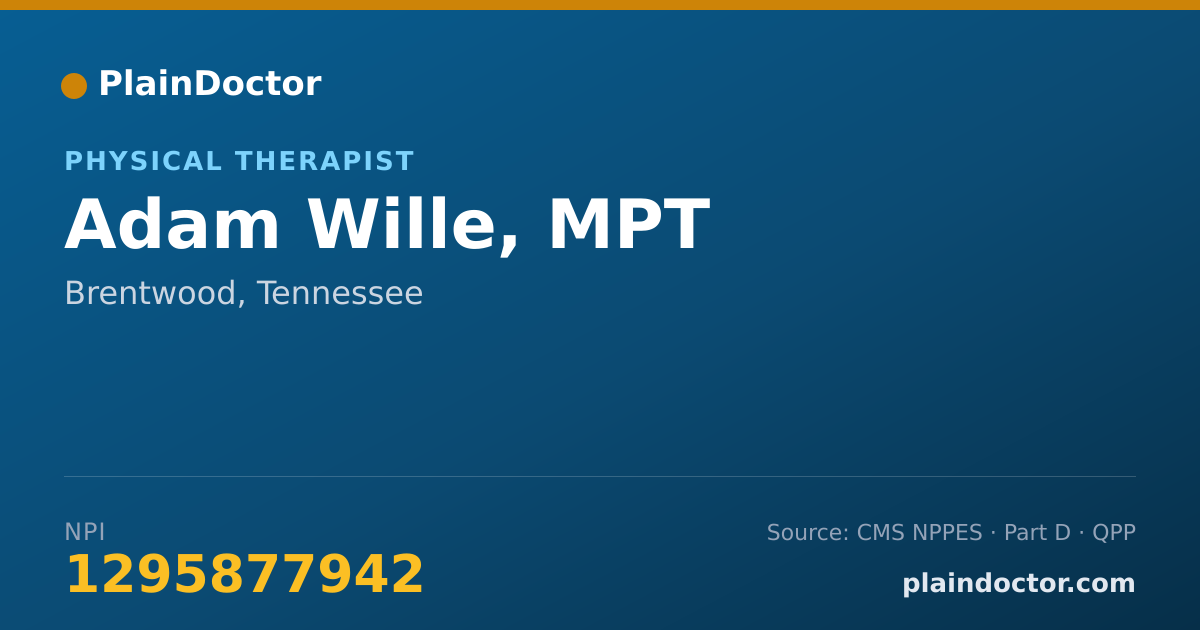 Shareable card for Adam Wille, MPT - Physical Therapist, Brentwood, TN