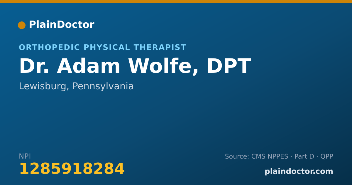 Shareable card for Adam Wolfe, DPT - Orthopedic Physical Therapist, Lewisburg, PA