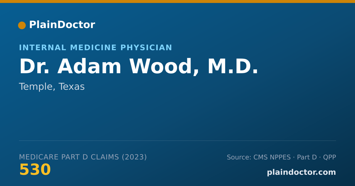 Shareable card for Adam Wood, M.D. - Internal Medicine Physician, Temple, TX