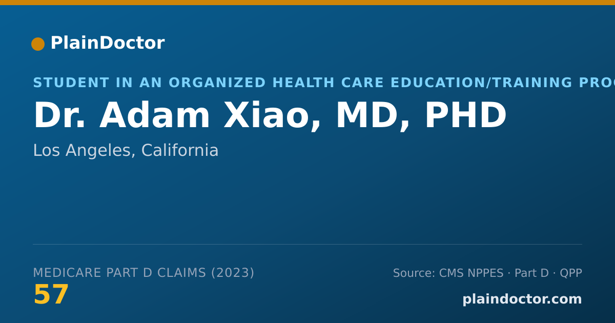 Shareable card for Adam Xiao, MD, PHD - Student in an Organized Health Care Education/Training Program, Los Angeles, CA