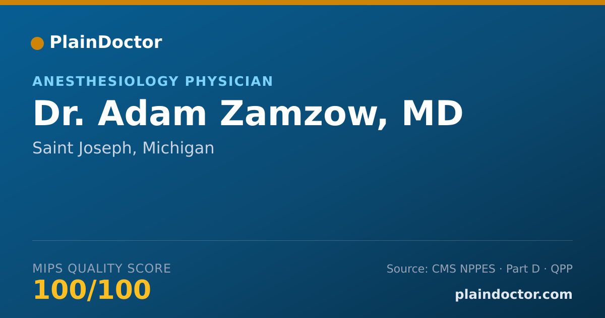 Shareable card for Adam Zamzow, MD - Anesthesiology Physician, Saint Joseph, MI