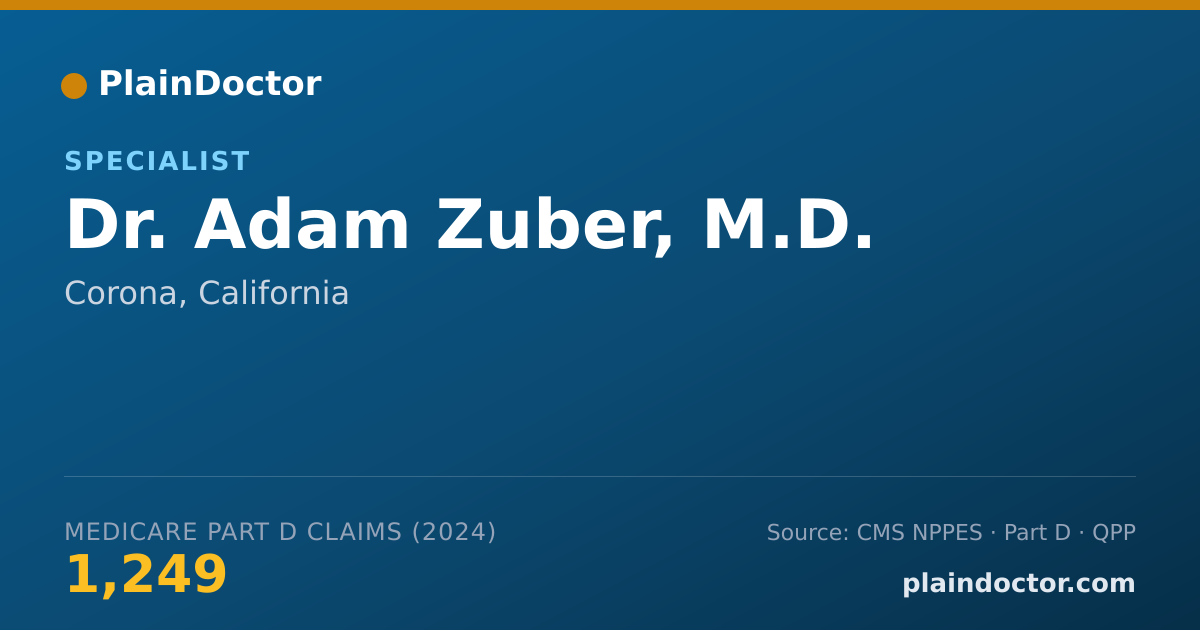 Shareable card for Adam Zuber, M.D. - Specialist, Corona, CA