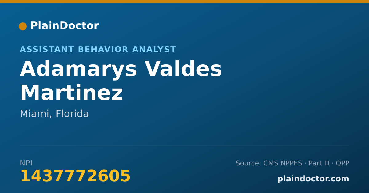 Shareable card for Adamarys Valdes Martinez - Assistant Behavior Analyst, Miami, FL