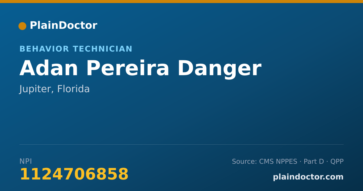 Shareable card for Adan Pereira Danger - Behavior Technician, Jupiter, FL