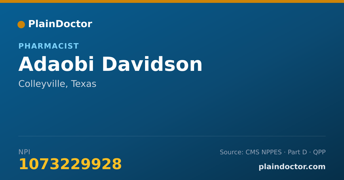 Shareable card for Adaobi Davidson - Pharmacist, Colleyville, TX