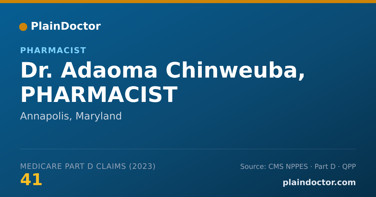 Shareable card for Adaoma Chinweuba, PHARMACIST - Pharmacist, Annapolis, MD