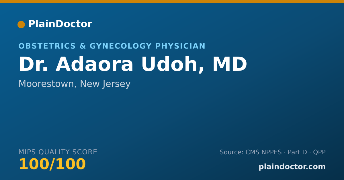 Shareable card for Adaora Udoh, MD - Obstetrics & Gynecology Physician, Moorestown, NJ