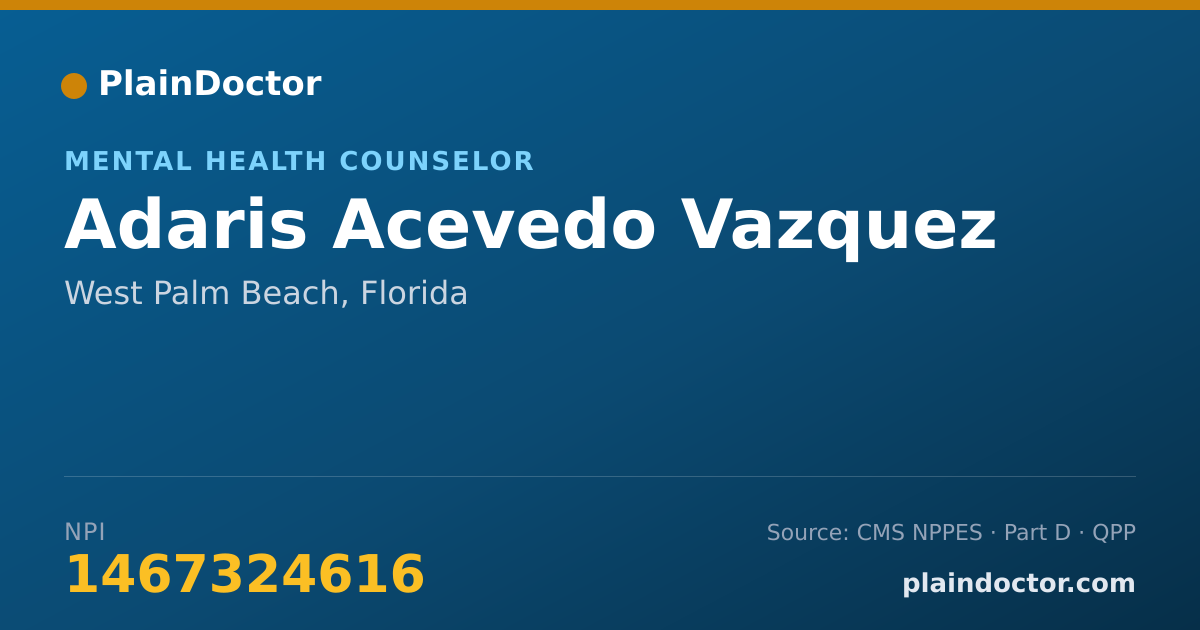 Shareable card for Adaris Acevedo Vazquez - Mental Health Counselor, West Palm Beach, FL