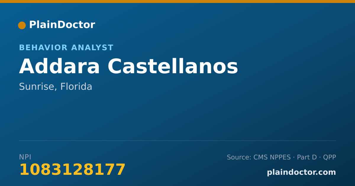 Shareable card for Addara Castellanos - Behavior Analyst, Sunrise, FL
