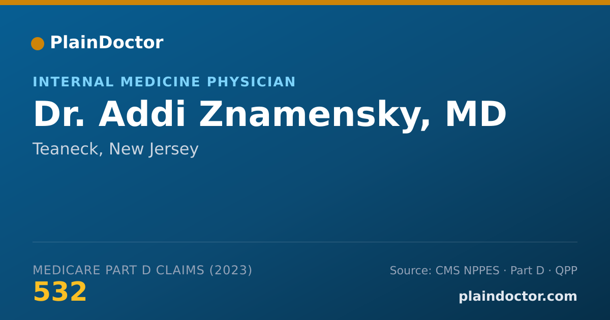 Shareable card for Addi Znamensky, MD - Internal Medicine Physician, Teaneck, NJ