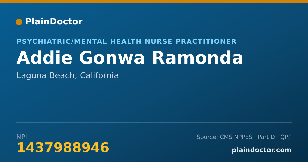 Shareable card for Addie Gonwa Ramonda - Psychiatric/Mental Health Nurse Practitioner, Laguna Beach, CA