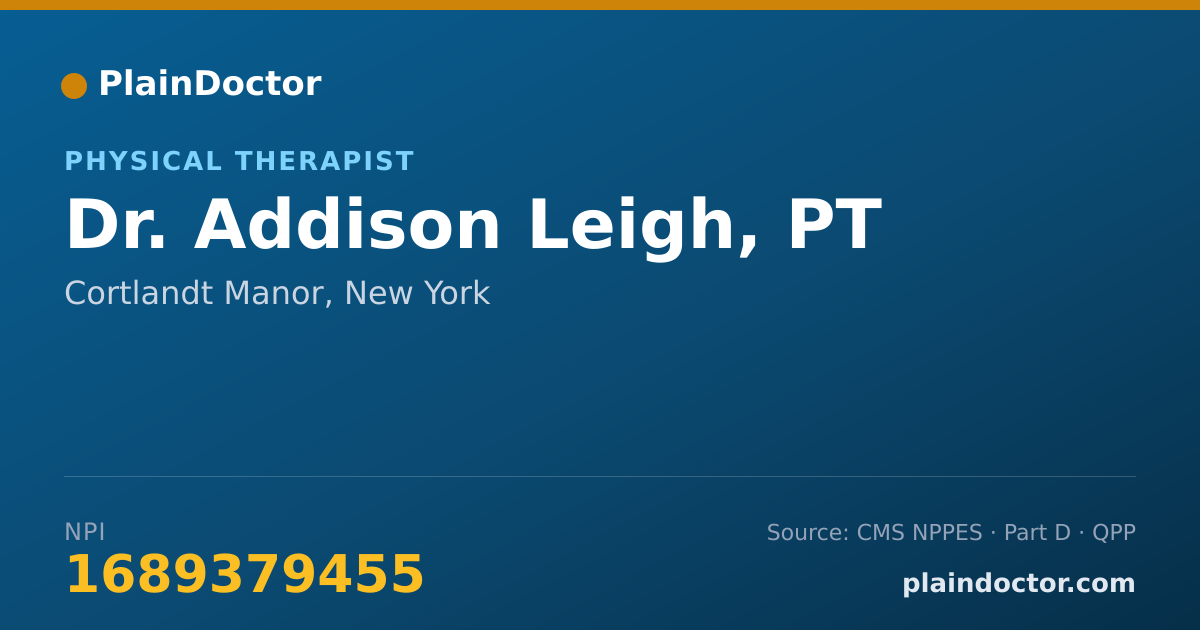 Shareable card for Addison Leigh, PT - Physical Therapist, Cortlandt Manor, NY